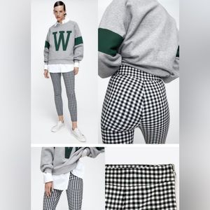 Zara Check Plaid High Rise Leggings NWT Size Medium